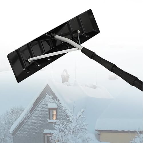 Râteau à Neige Portable Extensible, Aluminium Léger Et Lame Plastique Large, Twist Lock Et Poignée Antidérapante, Outil Déneigement Maison, Porches Et Carport
