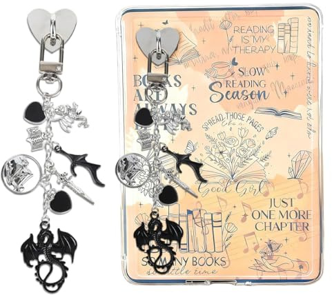 LEPGUYO Breloque Draconique Noire pour Liseuse & Kindle, Décoration Rétro Élégante, Adaptée à 6-8 E-Reader & 3.5-8 Téléphone/iPad mini, Accessoire de Lecture
