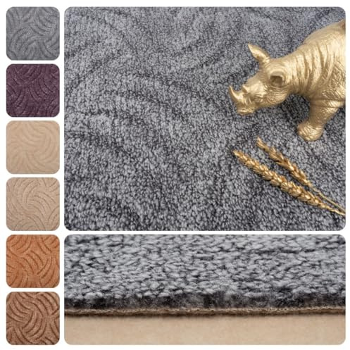 Teppichboden Meterware Auslegware Schlinge Hoch Tief | 2m und 3m (teilweise) 4m 5m breit, hell-grau, 600x400cm