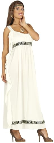 FIESTAS GUIRCA | Costume Dea Olimpica Adulta (38-40/M) - Vestito e Fascia per la Testa - Costumi da Romani e Greci per Halloween, Carnevale e Feste in Maschera - Ideale per Donne - Beige, Oro