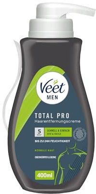 Veet Men Haarentfernungscreme für Oberkörper & Beine - Enthaarungscreme für Männer, Haarentfernung in 5-10 Minuten - 400 ml Spender inkl. Spatel