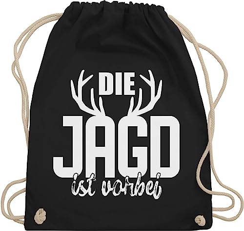 Turnbeutel Rucksack - Männer - Die Jagd ist vorbei I JGA I Junggesellenabschied - Unisize - Schwarz - polter rucksäcke jungesellenabschied hirsch juterucksäcke outfit jungesselnabschied beutel
