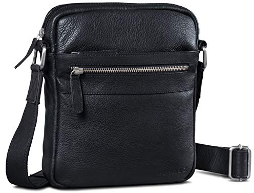 ROYALZ 'Trenton' Kompakte Herren Umhängetasche Leder Klein - Alltagstasche im stilvollen Vintage Design Seitentasche Männer-Tasche Schultertasche Ledertasche zum Umhängen