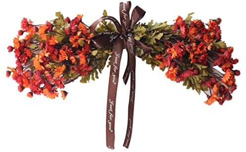 Tubayia Künstliche Lavendel Daisy Blumenkranz Türkranz Dekokranz Kunstblumen Kranz Dekoration (Rotes Gänseblümchen)