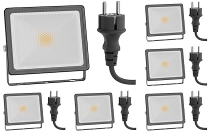 ledscom.de 6x LED Gartenstrahler FLIN für außen, IP66, Stecker, schwarz, 11,5 W, 837lm, warmweiß