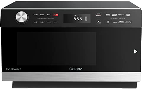 Galanz GTWHG12S1SA10 4-in-1 ToastWave with TotalFry 360, Convection, Microwave, Toaster Oven, Air Fryer, 1000W,1.2 Cu.Ft, LCD Display, Cook, Sensor Reheat, Stainless Steel