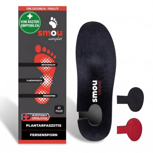 SMOU Complet Plantillas Fascitis Plantar, Espolón Calcáneo y Metatarsalgia | Plantillas ortopédicas con soporte de arco, talón intercambiable y almohadilla metatarsal para hombre y mujer