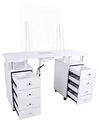 Mesa para uñas manicura 8 cajones con aspirador eléctrico Plexiglás Nail Set reconstrucción mesa profesional completa con panel Plexiglass