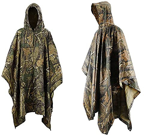 Ralaland Waterproof Rain Cape,Adult Camo Rain Poncho Multifunctional Camouflage Raincoat for Men and Women for Outdoor Camping Military Cycling Traveling