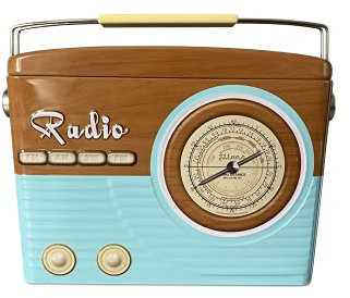 MediMuc Radio blu/marrone – Contenitore per biscotti, scatola di latta – adatto per uso alimentare – Vol. 1,5 l