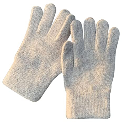 Cozylkx Damen Warme Strickhandschuhe, Winter Warme Strickwolle Handschuhe Plüschfutter Gestrickte Reithandschuhe, Beige 19x9cm