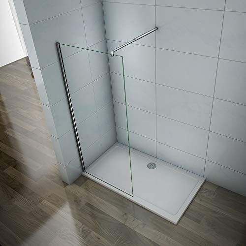 Parete Doccia 95x185cm Walk In 6mm Vetro Barra 70-120cm Regolabile | Cromo Lucido, Anticalcare, Trasparente Vetro Temperato