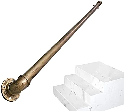 DREANNI Wall Mounted Handrails Railings Indoors Outdoors Grab Rail Complete Kit Corridor Attic Deck Loft Steps Hand Rail Banister Brass/10Ft/300Cm