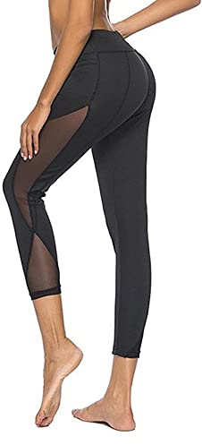 TTPSRY Donna Allenamento Sportivi Capri Leggings Traspirante Stretching Pantaloni Vita Alta Palestra Fitness Leggins Push Up con Tasca (L)