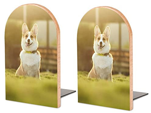 Packung Mit 2 Buchstützen Hund Tier Rutschfester Bücherständer Aus Holz Bücherregal Bücherhalter Für Home Desk Office Library