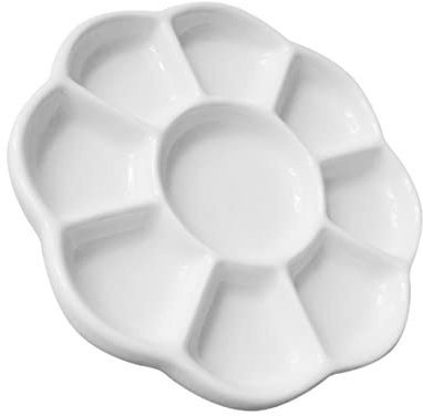 COHEALI 6-inch Ceramic Pigment Plate and Watercolor Paint Tray 9 Wells for Artists, Multi-compartment Ink Saucer Suitable for Painting, Mixing, and Art Projects