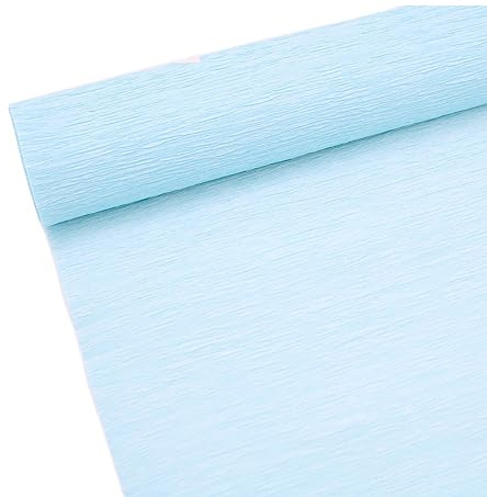 Rotolo di carta crespa di alta qualità da 70 g, per la realizzazione di fiori, colore bianco, verde, rosa, 25,4 cm di larghezza, 2,4 m di lunghezza (azzurro)