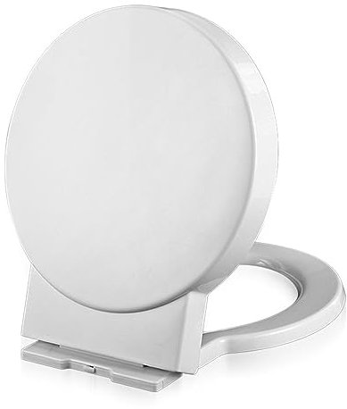 Vnook Robuster weißer WC-Sitz mit Absenkautomatik, WC-Sitz mit Schnellverschluss, einfache Reinigung, Standard-Toilettensitze mit verstellbaren Scharnieren for runde Toiletten, 39 cm