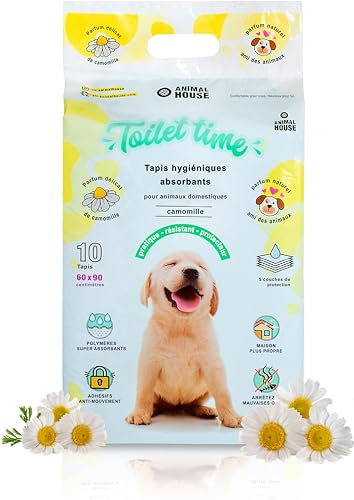 Animal House - 40PZ Tappetini Igienici Assorbenti CAMOMILLA - Alta Assorbenza - Privi di Polvere - Trattiene gli Odori - Protegge la Casa (60x90 cm 40)