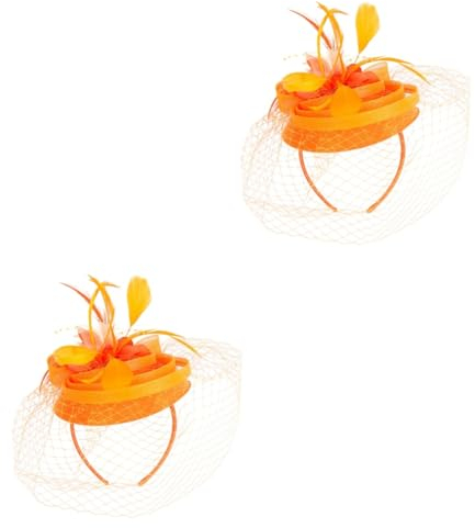 ifundom Damenhut Mit Schleier 2st Tea-Party-Hut Tea-Party-Fascinator Brautschleier Fascinator Rosa -Clip Flapper-kopfstück Schleier-mesh-Stirnband Tee Hut Kunstfeder Fräulein Die Blumen