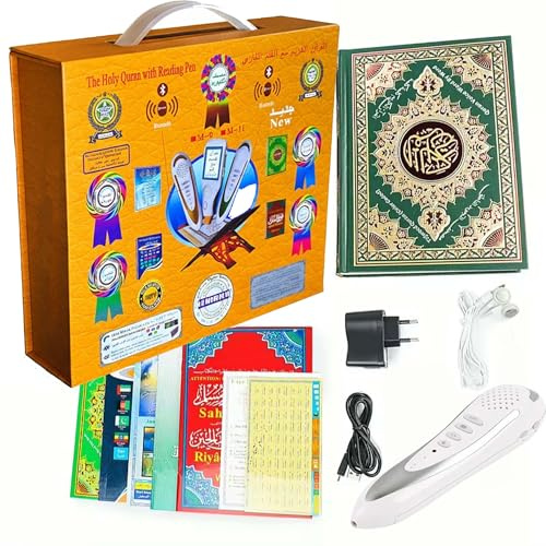 Koran-Lesestift, Ramadan, digital, 16 GB, Speicher, zum Herunterladen von Rezitern und Sprachen, Englisch, Arabisch, Urdu, Französisch, Spanisch, Deutsch usw., mit 6 heiligen Koran-Büchern für Kinder