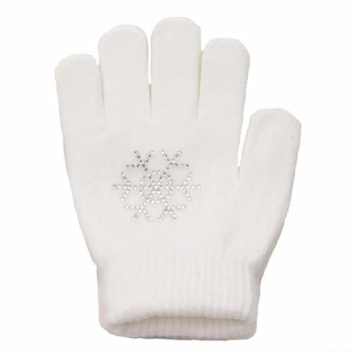 DAZZLEEX 1 Paar Eiskunstlauf-Handschuhe, rutschfest, für den Winter, warme Eislauf-Handschuhe für Kinder, weich und hautfreundlich, für Eissportarten (M weiß)