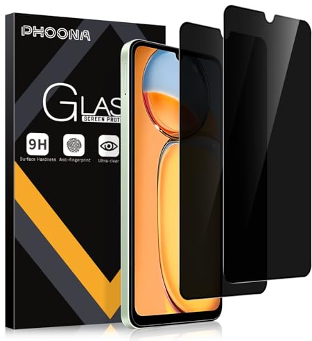 Phoona Protector Pantalla de Privacidad para Xiaomi Redmi 13C 4G/5G 6.74,Cristal Templado Anti Espía Protectora Película para Redmi 13C,9H Dureza,Anti-Arañazo
