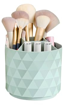 Nwvuop Organizer per trucchi, girevole a 360°, portapennelli, per cosmetici, per la stanza, la camera da letto, colore verde