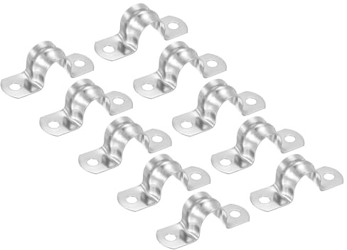PATIKIL 20 Stück U-Rohrschellen Set, Rohrschelle 18mm, Schlauchschellen, Edelstahl 2-Loch U-Form Kabelschellen, Starrer Rohr Riemen Klemme, Rohrhalterung für Rohr Befestigung