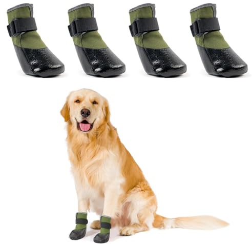 LiebeDD Hundeschuhe Pfotenschutz 4 Stück Hund Verletzung Leckschutz Hundesocken Anti Rutsch Hunde Schuhe Outdoor mit Wasserdicht Sohle, Grün, 2XL