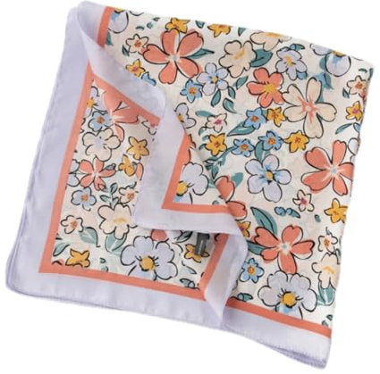 GIMIRO Frauen 70x70cm Schal Simulierte Seide Blumen Schal Krawatte Hahnentritt-Bandana (C03 Floral Lavender/Pink)