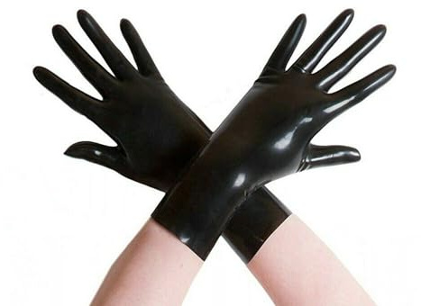 ABWL Black Latex Gloves for Women Men Natural Rubber Short Gloves Cosplay Costume Party Clubwear Small
