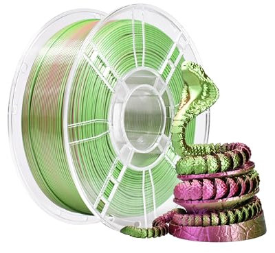 iBOSS PLA Plus 3D-Drucker-Filament, PLA+ Filament 1,75 mm zweifarbiges Seidenfilament, Co-Extrusion glänzendes 3D-Druck-Filament 1 kg (2,2 lbs), Zweifarbig Rot und Grün