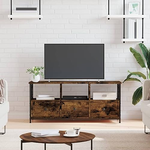 CFODOJ Möbelartikel, TV-Schrank, Räuchereiche, 102 x 33 x 45 cm, Holz- und Eisen