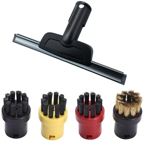 JINFOLI Cabezal de cepillo de boquilla for Karcher, for limpiador a vapor SC2 SC3 SC4 SC5, repuesto de accesorios Karcher, boquilla for ventana, cepillo redondo Accesorios para limpiadores a vapor(Set