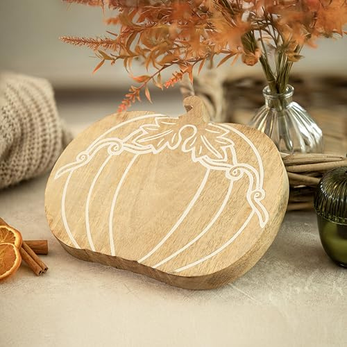 Marco Paul Pumpkin Wooden Coffee Table Tray Autumn Decor Display Fruits Sweets Wooden Serving Charcuterie Board Key Dish for Hallways Jewellery Trays Wood Platter Decorative Pumpkin Decorations