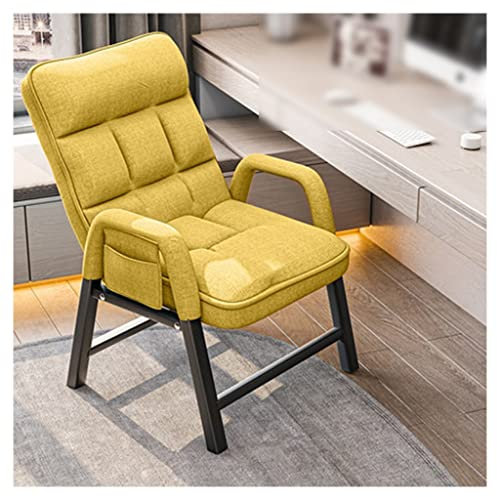 Moderner gelber gepolsterter Loungesessel mit Armlehnen und Seitentaschen, bequemes Einzelbett, Stahlrahmen, Sofa für Wohnzimmer, Schlafzimmer oder Wohnheim