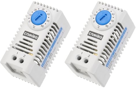 QUARKZMAN 2 st mekanisk brytare termostat KTS011 skåptemperaturregulator justerbar 0–60 °C normalt öppen (N.A) temperaturkontrollbrytare