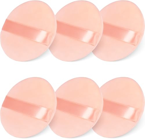 JOLY Powder Puff Face Makeup Soft Velour Beauty Blender Sponge for Loose Powder Foundation Setting Powder Puffs Reusable Stocking Stuffers for Women (6Pcs_Beige)