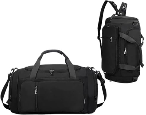 Sac de sport avec compartiment à chaussures et compartiment à vêtements mouillés, 40L - Sac de voyage - Sac à dos de sport pour homme et femme, pour voyage, randonnée, natation, yoga, camping, Noir