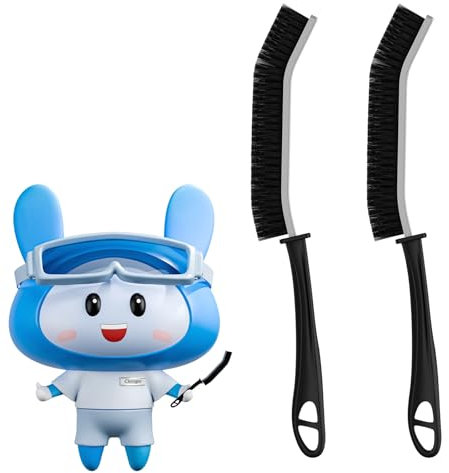 Cleangor Crevice Cleaning Brushes, Scrub Brush for Hard to Reach Small Space, Home Essentials, Cleaning Supplies, Cleaning Tools for Household Use, Bathroom, Shower, Kitchen, Window, Toilet (2, Black)