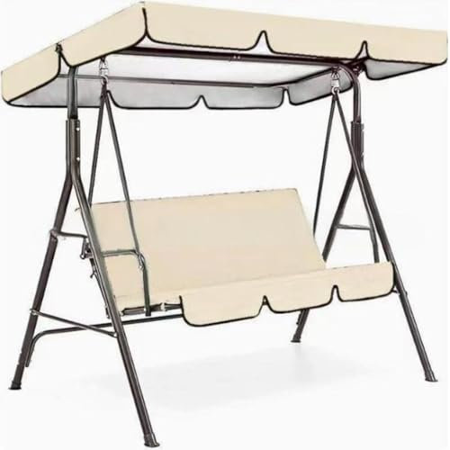 Funda de Asiento de Jardín para Columpio de Jardín, Funda Columpio Jardin Exterior, Cubierta de Repuesto 210D para Columpio para Asiento de Jardín de 2 o 3 Plazas(Beige,Top:190 * 132 * 15cm)