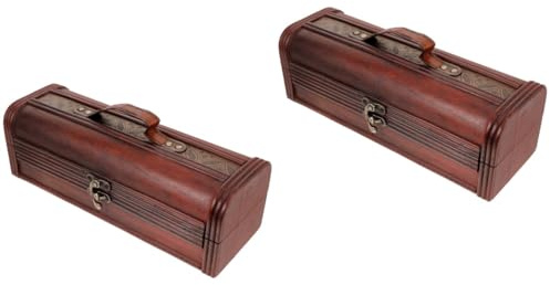 VALICLUD 2 Stück Holzkiste für Weinflaschen Vintage Rotweinbox aus Holz mit Deckel Dekorative Aufbewahrungslösung für Weinfans als für Sichere Lagerung von Weinflaschen