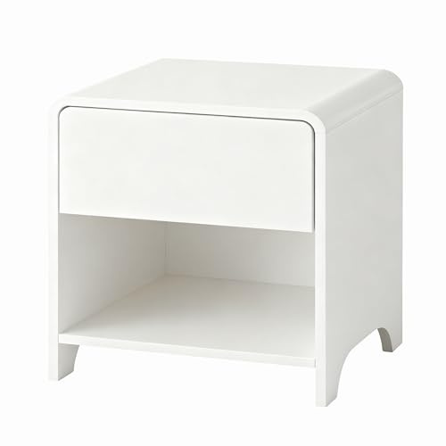 Awhtixbo Nachttisch Weiß, Beistelltisch mit Schublade, 50x47x39 cm, Nachtschrank für Boxspringbett, Beistellschrank für Wohnzimmer Schlafzimmer