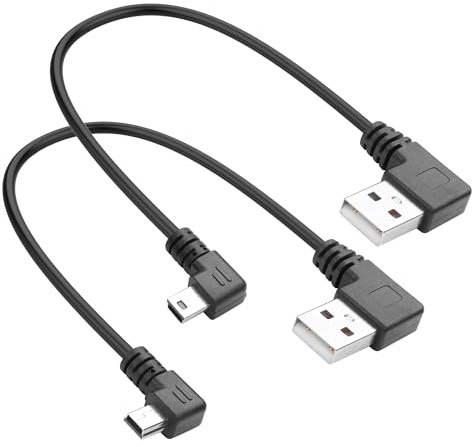 YACSEJAO 9Inch Mini USB Charging Cable Mini USB Right Angle & Left Angle Male to USB Type A 2.0 Data Sync and Charge Short Wire (USB Right Angle)