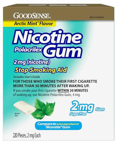 Nicotine Polacrilex Uncoated Gum, 2 mg (Nicotine), Arctic Mint Flavor, Stop Smoking Aid, Quit Smoking with Nicotine Gum