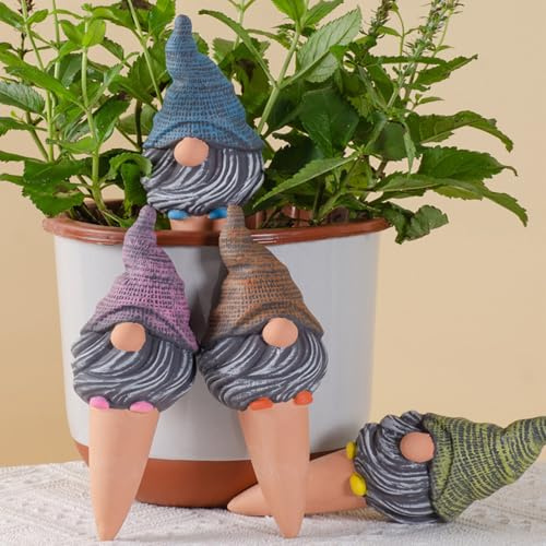 Lot de 4 Pics d'arrosage en Terre Cuite pour - en Forme de Nain Mignon - pour Jardin, extérieur et intérieur