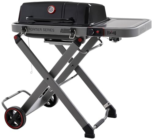 Feasto Portable Gas Grill with Foldable X-Frame Cart for Tailgating, Black