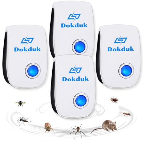 Repelente Ultrasónico de Plagas, 4 Pack Electrónico Repelente Mosquitos Insectos Control para Interiores, Anti Mosquitos, Ratones, Moscas, Arañas, 100% Inofensivo para Mascotas y Humanos