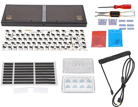 MNDPOAATY Kit di tastiera meccanica fai-da-te 67 tasti, tastiera da gioco personalizzata con cavo e retroilluminazione RGB hot swap, supporta interruttori a 5 pin e 3 pin, custodia in ABS pe (Nera)